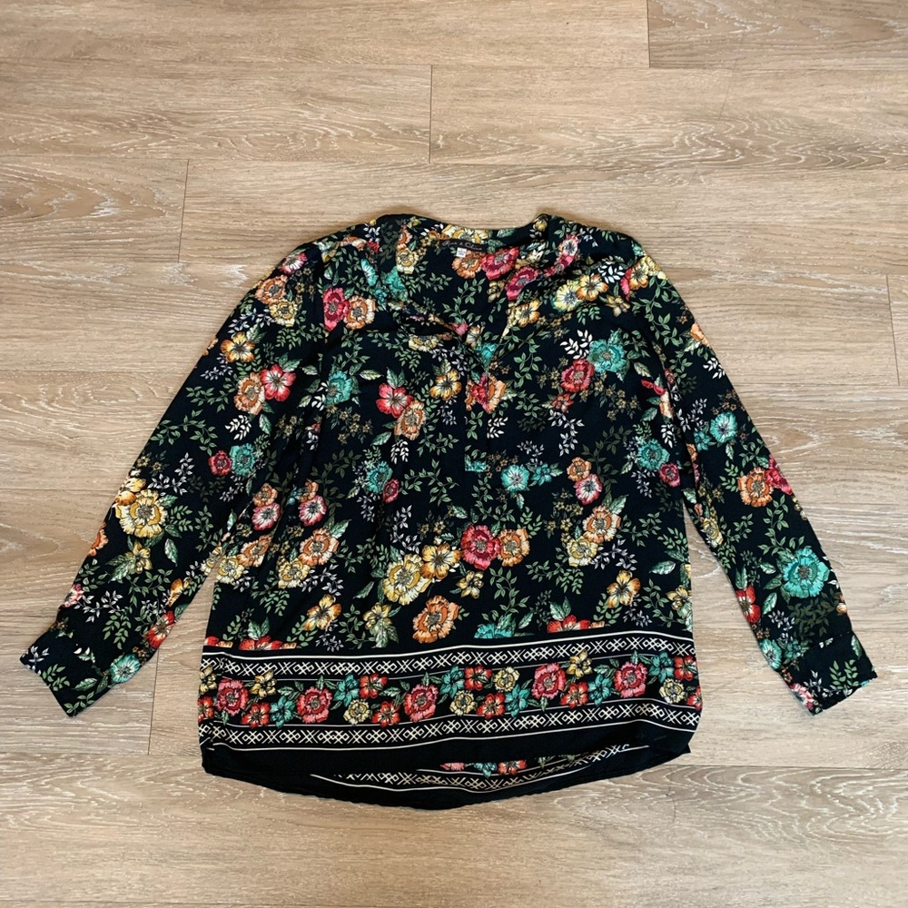 Rose & Olive Multicolor Floral Blouse Size L